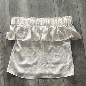 Express Cream Ruffle Off-Shoulder Blouse